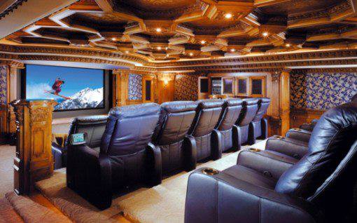 Luxury home theatre Spruce Grove Alberta - recliners and surround sound