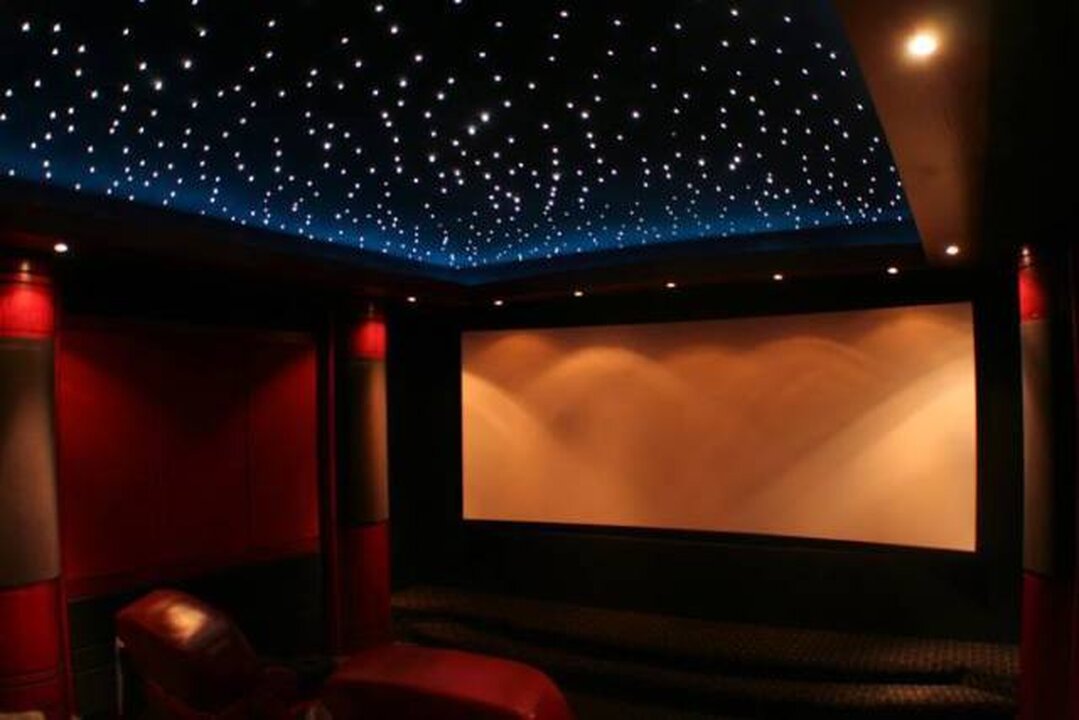 Home theatre with starry ceiling Sherwood Park Alberta